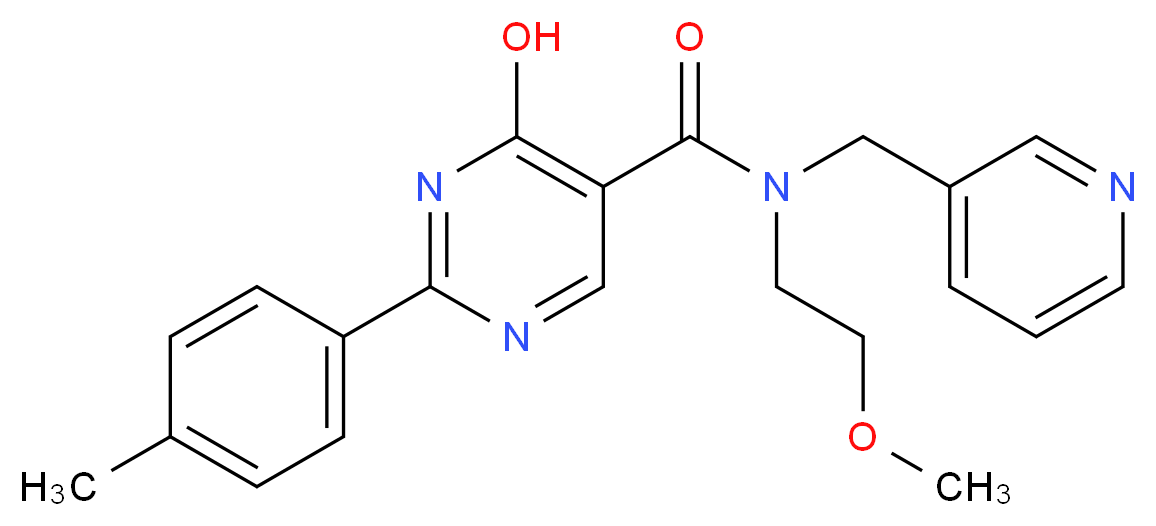 4-hydroxy-N-(2-methoxyethyl)-2-(4-methylphenyl)-N-(pyridin-3-ylmethyl)pyrimidine-5-carboxamide_分子结构_CAS_)