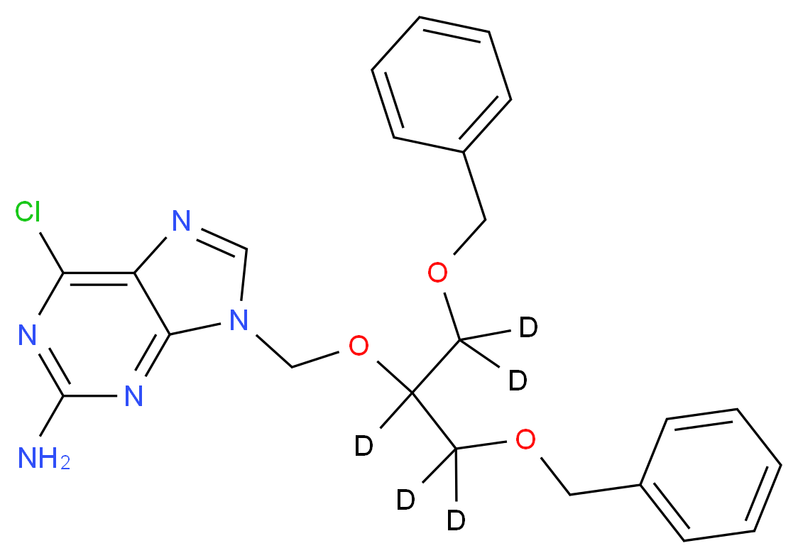 9-[[2-Benzyloxy-1-(benzyloxymethyl)-ethoxy]-methyl]-6-chloroguanine-d5_分子结构_CAS_1184968-31-7)