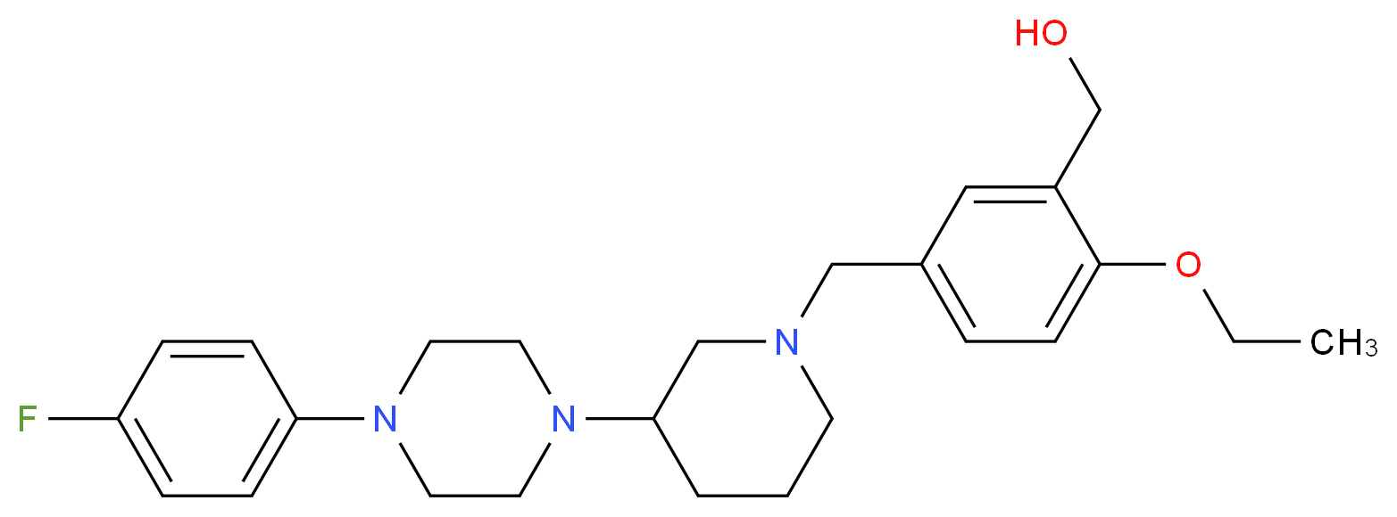 [2-ethoxy-5-({3-[4-(4-fluorophenyl)-1-piperazinyl]-1-piperidinyl}methyl)phenyl]methanol_分子结构_CAS_)