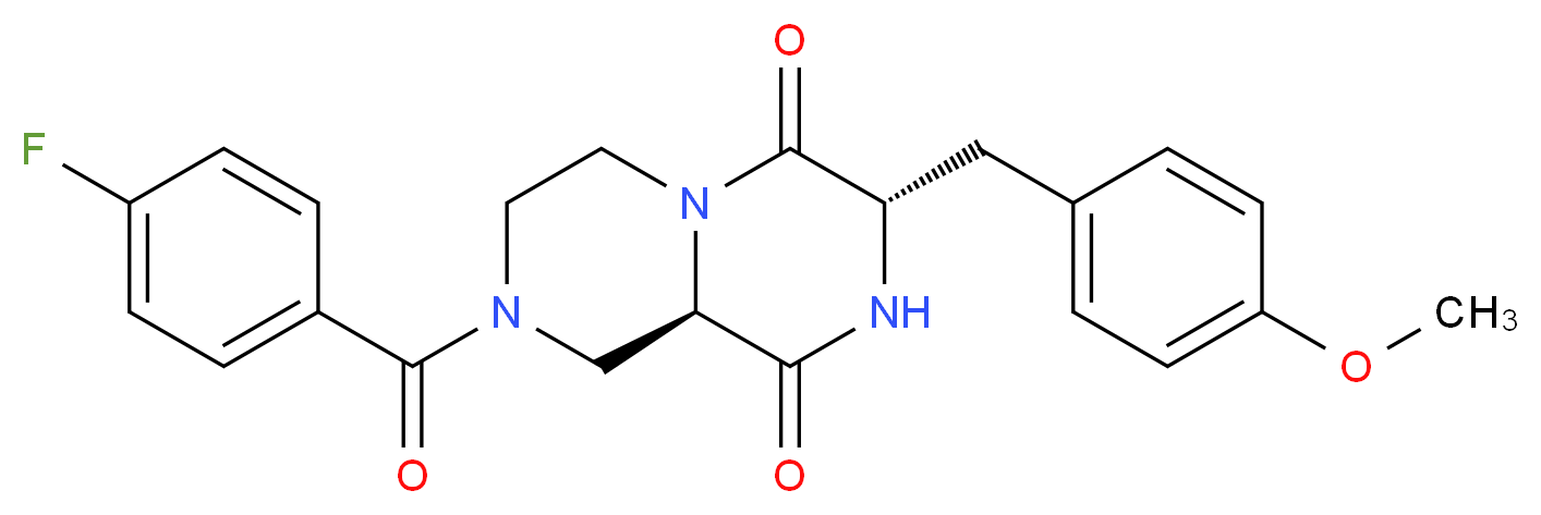 (3S,9aR)-8-(4-fluorobenzoyl)-3-(4-methoxybenzyl)tetrahydro-2H-pyrazino[1,2-a]pyrazine-1,4(3H,6H)-dione_分子结构_CAS_)