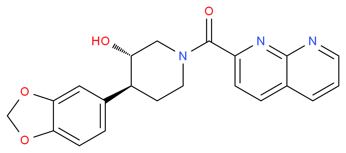 (3S*,4S*)-4-(1,3-benzodioxol-5-yl)-1-(1,8-naphthyridin-2-ylcarbonyl)piperidin-3-ol_分子结构_CAS_)
