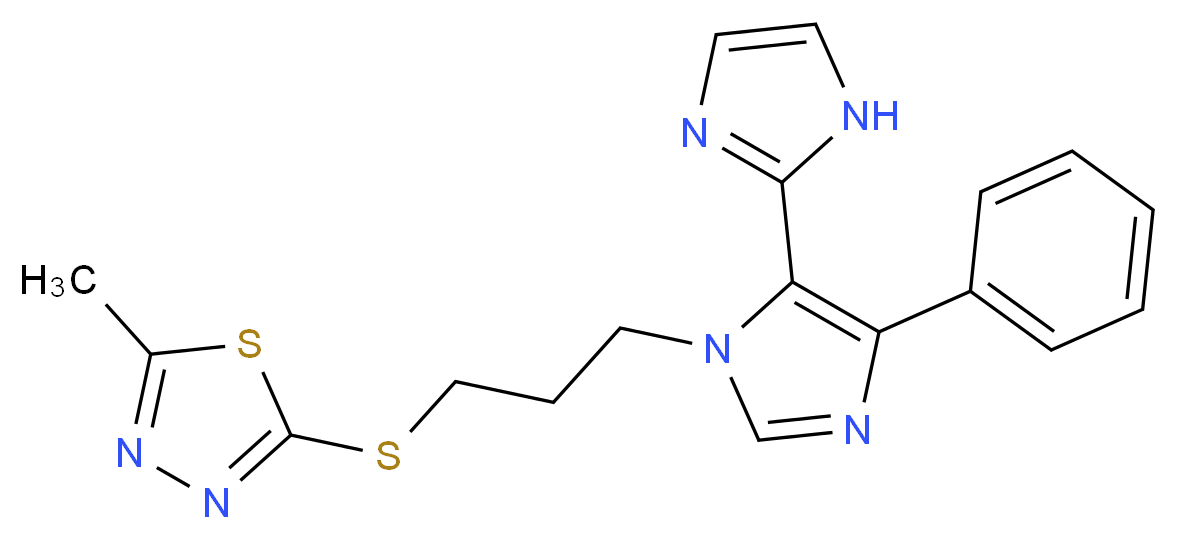 3'-{3-[(5-methyl-1,3,4-thiadiazol-2-yl)thio]propyl}-5'-phenyl-1H,3'H-2,4'-biimidazole_分子结构_CAS_)