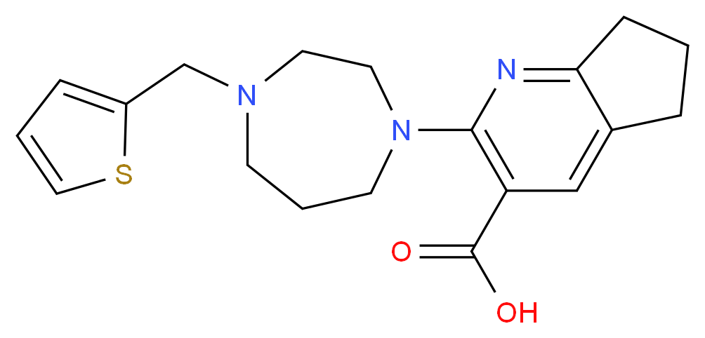 2-[4-(2-thienylmethyl)-1,4-diazepan-1-yl]-6,7-dihydro-5H-cyclopenta[b]pyridine-3-carboxylic acid_分子结构_CAS_)