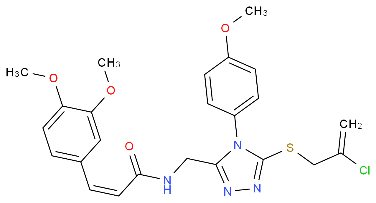 (2Z)-N-{[5-[(2-chloro-2-propen-1-yl)thio]-4-(4-methoxyphenyl)-4H-1,2,4-triazol-3-yl]methyl}-3-(3,4-dimethoxyphenyl)acrylamide_分子结构_CAS_)