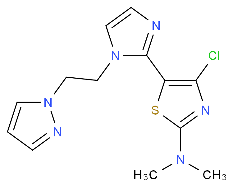 4-chloro-N,N-dimethyl-5-{1-[2-(1H-pyrazol-1-yl)ethyl]-1H-imidazol-2-yl}-1,3-thiazol-2-amine_分子结构_CAS_)