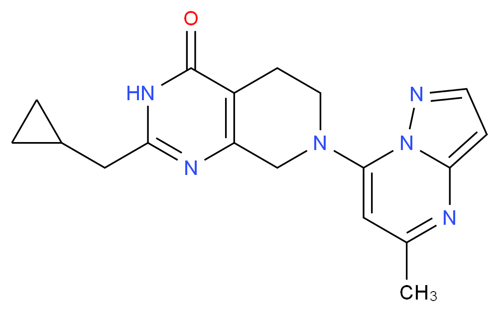 2-(cyclopropylmethyl)-7-(5-methylpyrazolo[1,5-a]pyrimidin-7-yl)-5,6,7,8-tetrahydropyrido[3,4-d]pyrimidin-4(3H)-one_分子结构_CAS_)