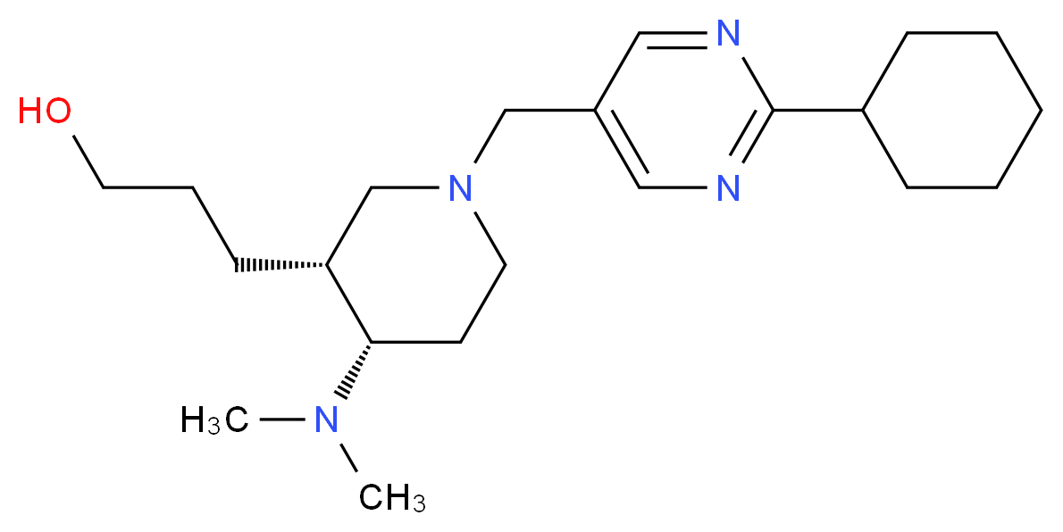 3-[(3R*,4S*)-1-[(2-cyclohexylpyrimidin-5-yl)methyl]-4-(dimethylamino)piperidin-3-yl]propan-1-ol_分子结构_CAS_)