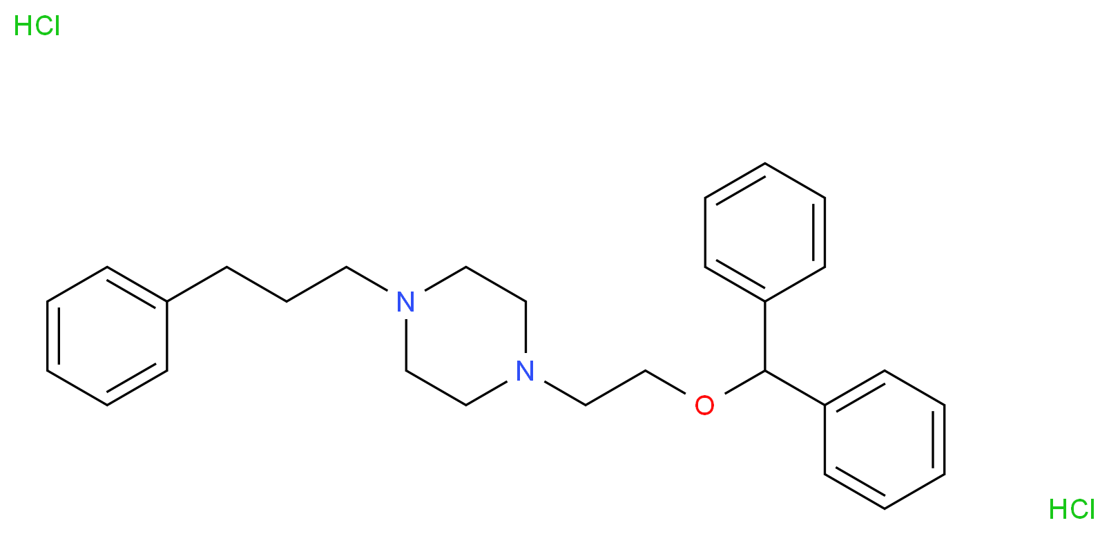 1-[2-(diphenylmethoxy)ethyl]-4-(3-phenylpropyl)piperazine dihydrochloride_分子结构_CAS_67469-81-2