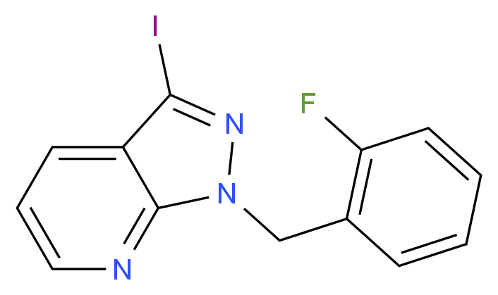 1-[(2-fluorophenyl)methyl]-3-iodo-1H-pyrazolo[3,4-b]pyridine_分子结构_CAS_1313738-72-5