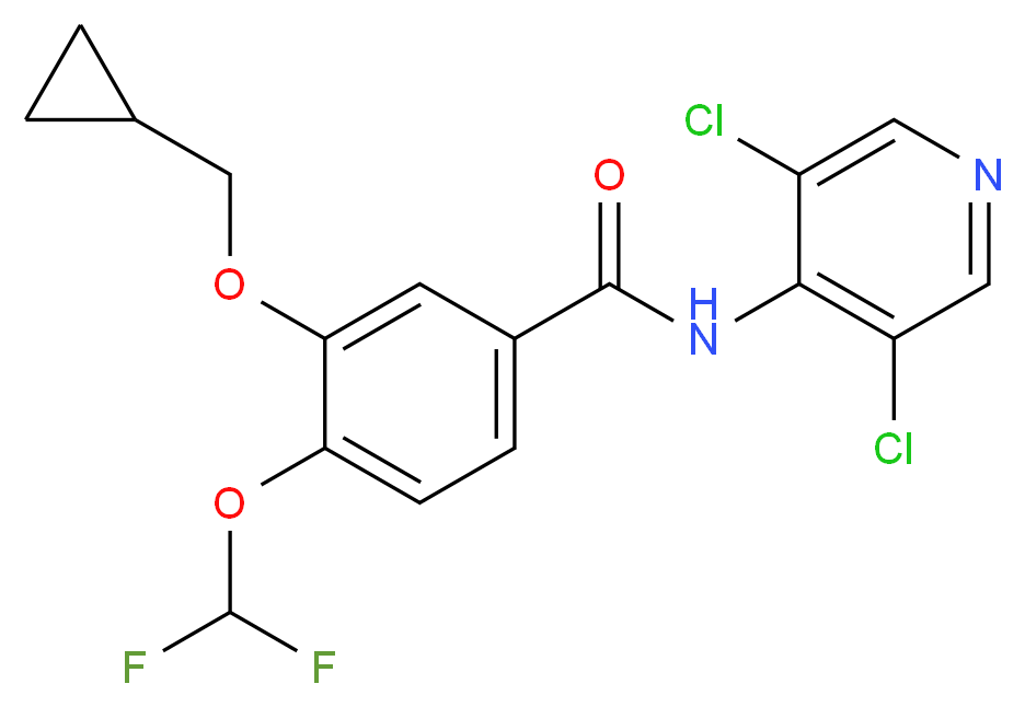 3-(cyclopropylmethoxy)-N-(3,5-dichloropyridin-4-yl)-4-(difluoromethoxy)benzamide_分子结构_CAS_162401-32-3