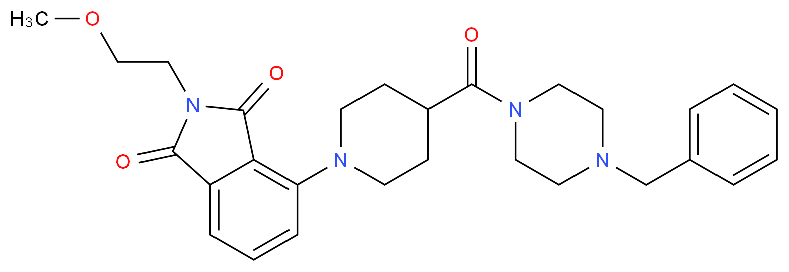 4-{4-[(4-benzyl-1-piperazinyl)carbonyl]-1-piperidinyl}-2-(2-methoxyethyl)-1H-isoindole-1,3(2H)-dione_分子结构_CAS_)