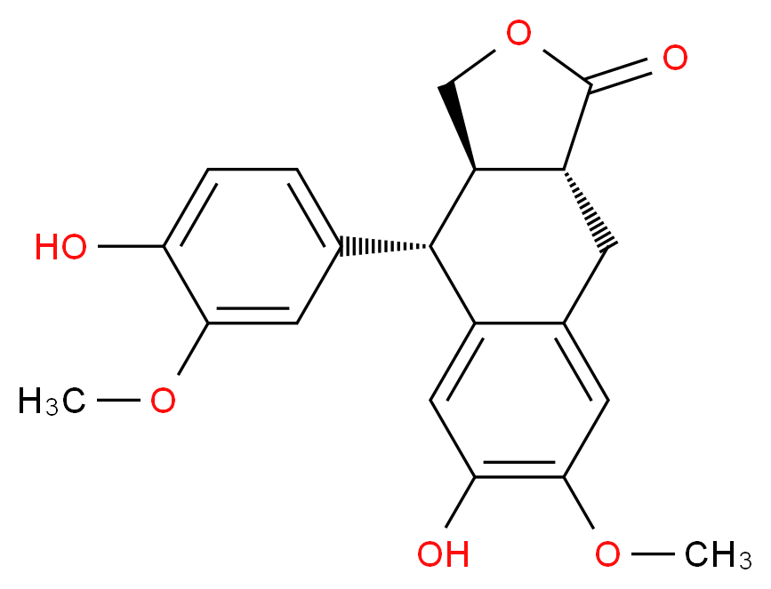 (3aR,4S,9aR)-6-hydroxy-4-(4-hydroxy-3-methoxyphenyl)-7-methoxy-1H,3H,3aH,4H,9H,9aH-naphtho[2,3-c]furan-1-one_分子结构_CAS_518-55-8