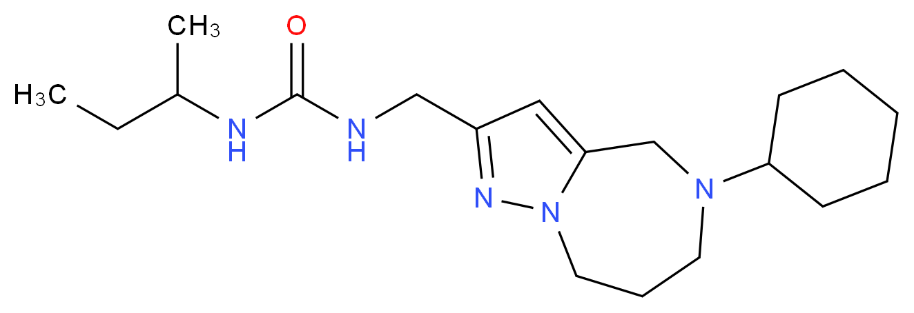 N-(sec-butyl)-N'-[(5-cyclohexyl-5,6,7,8-tetrahydro-4H-pyrazolo[1,5-a][1,4]diazepin-2-yl)methyl]urea_分子结构_CAS_)
