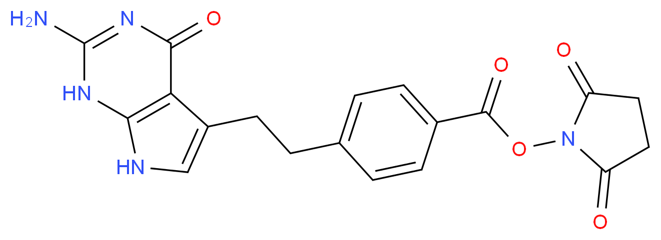 2,5-dioxopyrrolidin-1-yl 4-(2-{2-amino-4-oxo-1H,4H,7H-pyrrolo[2,3-d]pyrimidin-5-yl}ethyl)benzoate_分子结构_CAS_204257-65-8