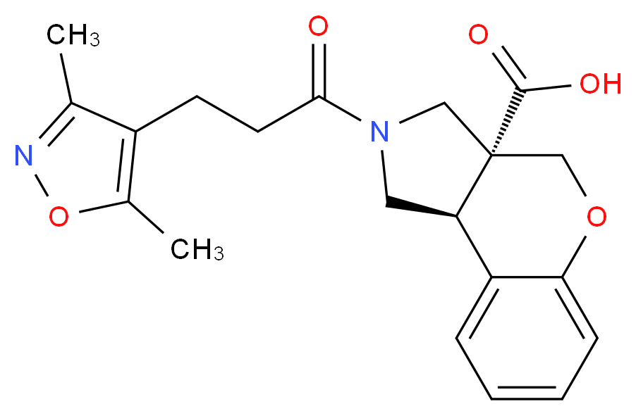 (3aR*,9bR*)-2-[3-(3,5-dimethylisoxazol-4-yl)propanoyl]-1,2,3,9b-tetrahydrochromeno[3,4-c]pyrrole-3a(4H)-carboxylic acid_分子结构_CAS_)