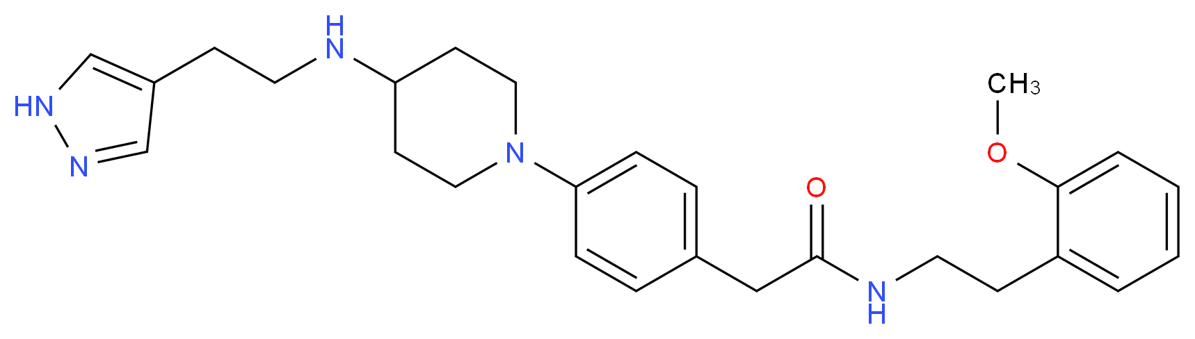 N-[2-(2-methoxyphenyl)ethyl]-2-[4-(4-{[2-(1H-pyrazol-4-yl)ethyl]amino}-1-piperidinyl)phenyl]acetamide_分子结构_CAS_)