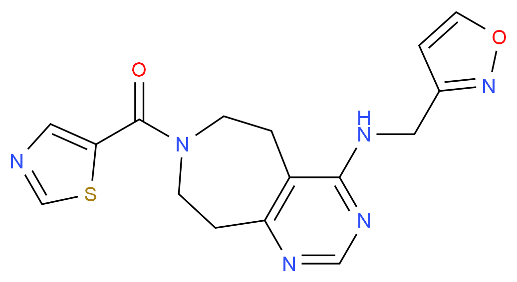 N-(isoxazol-3-ylmethyl)-7-(1,3-thiazol-5-ylcarbonyl)-6,7,8,9-tetrahydro-5H-pyrimido[4,5-d]azepin-4-amine_分子结构_CAS_)
