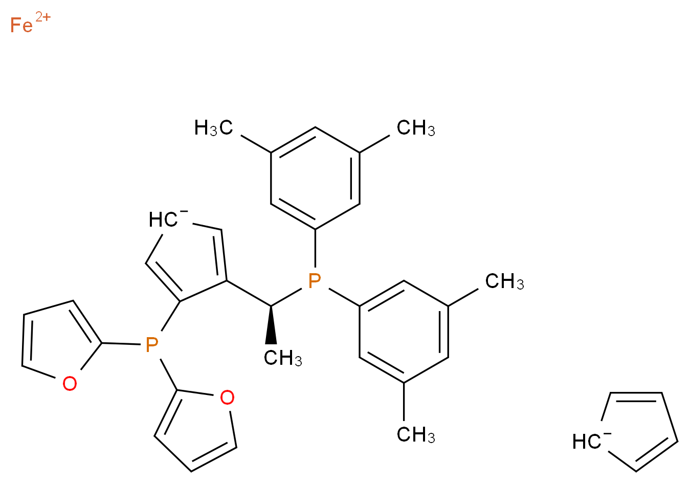 (S)-1-{(RP)-2-[二(2-呋喃基)膦基]二茂铁基}乙基二(3,5-二甲苯基)膦_分子结构_CAS_649559-66-0)