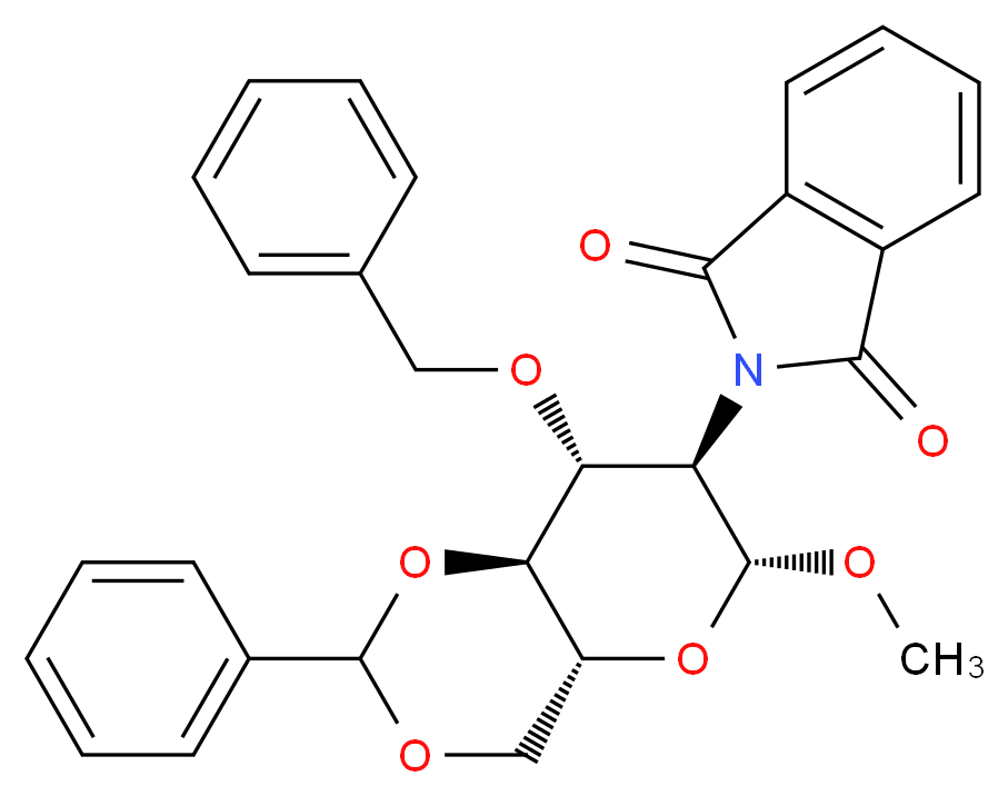 2-[(4aR,6R,7R,8R,8aS)-8-(benzyloxy)-6-methoxy-2-phenyl-hexahydro-2H-pyrano[3,2-d][1,3]dioxin-7-yl]-2,3-dihydro-1H-isoindole-1,3-dione_分子结构_CAS_97276-96-5