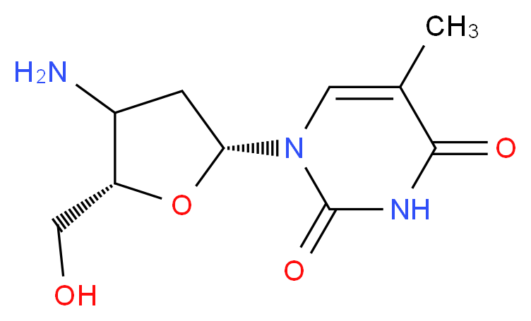1-[(2R,5S)-4-amino-5-(hydroxymethyl)oxolan-2-yl]-5-methyl-1,2,3,4-tetrahydropyrimidine-2,4-dione_分子结构_CAS_52450-18-7