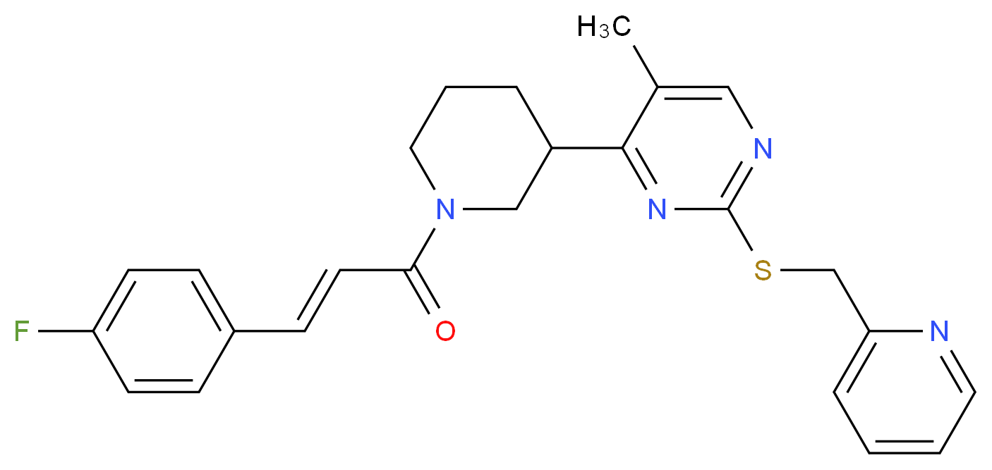 4-{1-[(2E)-3-(4-fluorophenyl)-2-propenoyl]-3-piperidinyl}-5-methyl-2-[(2-pyridinylmethyl)thio]pyrimidine_分子结构_CAS_)
