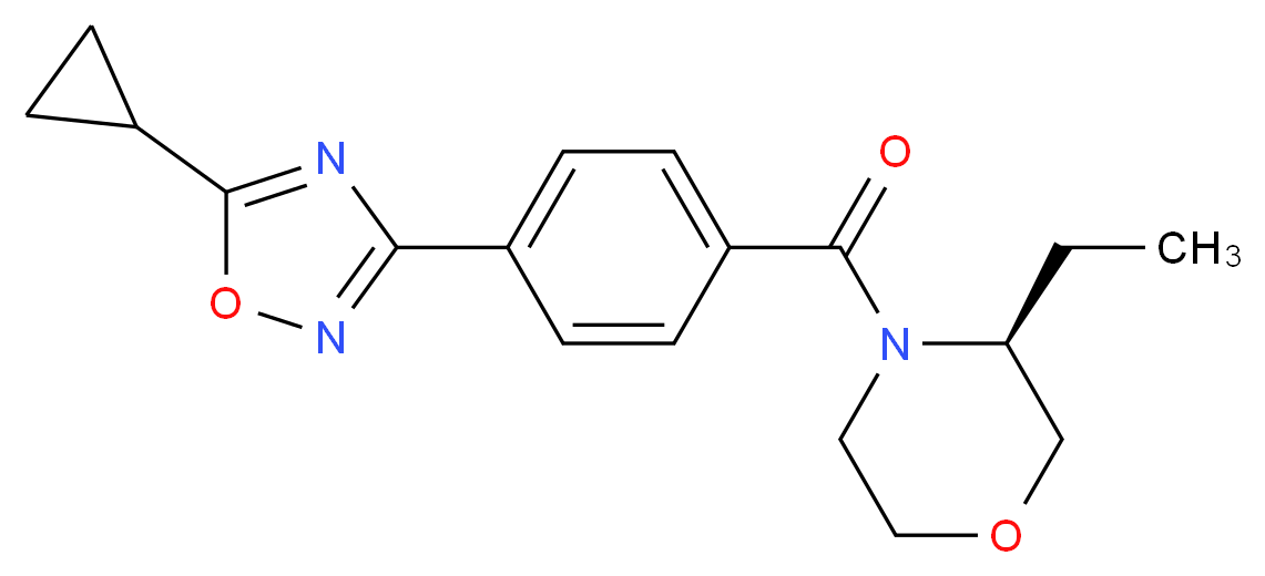 (3S)-4-[4-(5-cyclopropyl-1,2,4-oxadiazol-3-yl)benzoyl]-3-ethylmorpholine_分子结构_CAS_)