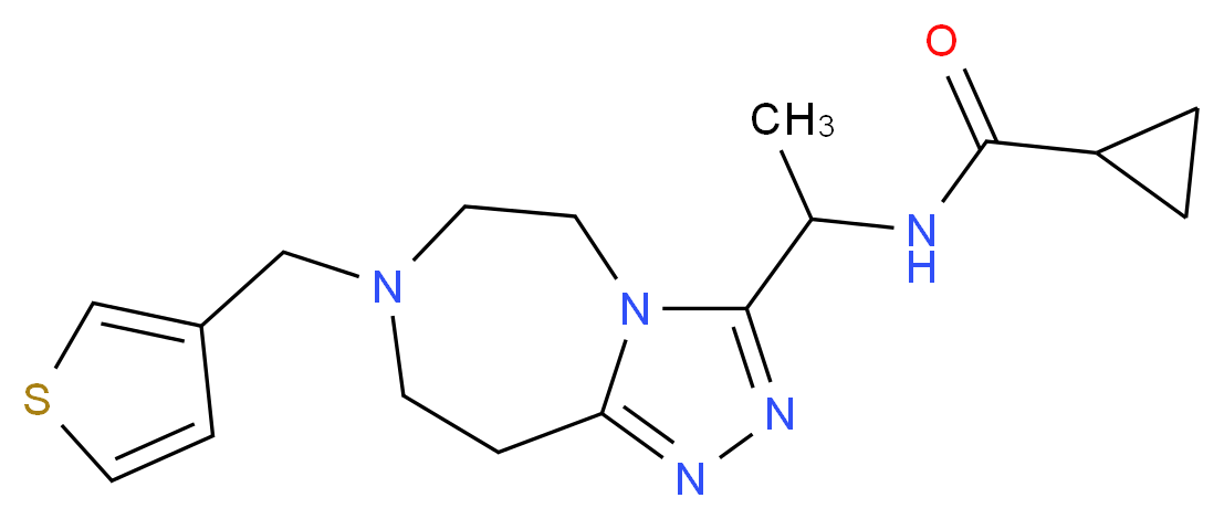 N-{1-[7-(3-thienylmethyl)-6,7,8,9-tetrahydro-5H-[1,2,4]triazolo[4,3-d][1,4]diazepin-3-yl]ethyl}cyclopropanecarboxamide_分子结构_CAS_)