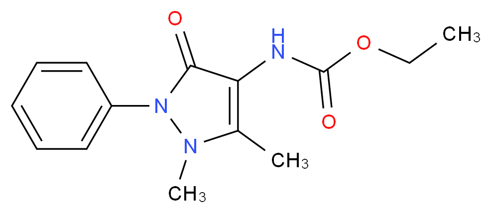 ethyl N-(1,5-dimethyl-3-oxo-2-phenyl-2,3-dihydro-1H-pyrazol-4-yl)carbamate_分子结构_CAS_10077-97-1