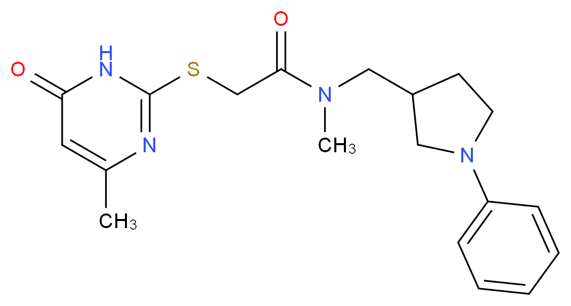 N-methyl-2-[(4-methyl-6-oxo-1,6-dihydro-2-pyrimidinyl)thio]-N-[(1-phenyl-3-pyrrolidinyl)methyl]acetamide_分子结构_CAS_)