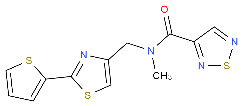 N-methyl-N-{[2-(2-thienyl)-1,3-thiazol-4-yl]methyl}-1,2,5-thiadiazole-3-carboxamide_分子结构_CAS_)