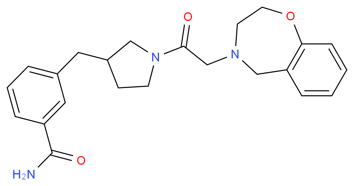 3-{[1-(2,3-dihydro-1,4-benzoxazepin-4(5H)-ylacetyl)pyrrolidin-3-yl]methyl}benzamide_分子结构_CAS_)