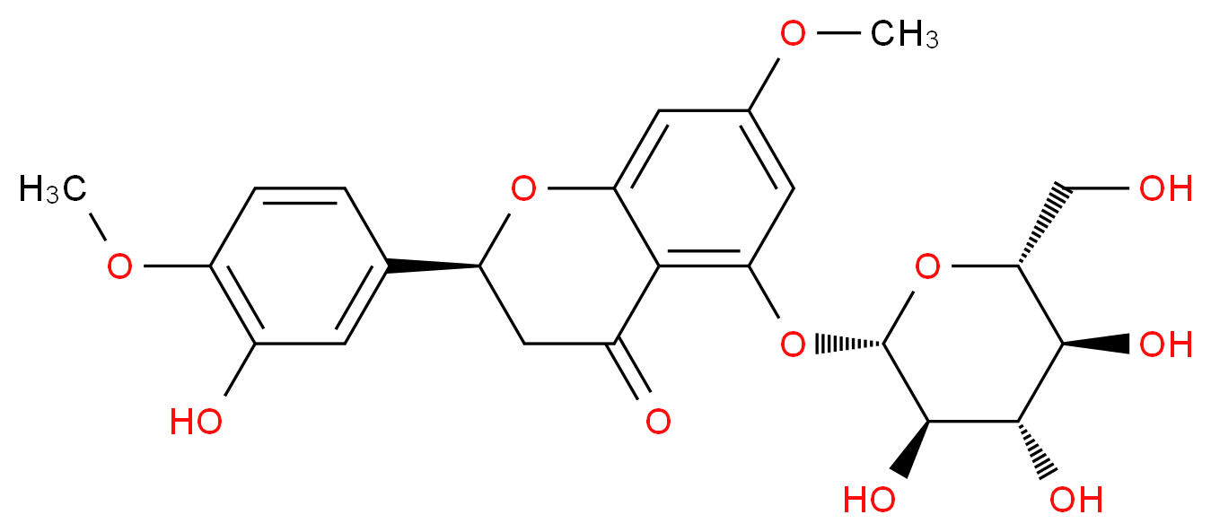 (2S)-2-(3-hydroxy-4-methoxyphenyl)-7-methoxy-5-{[(2S,3R,4S,5S,6R)-3,4,5-trihydroxy-6-(hydroxymethyl)oxan-2-yl]oxy}-3,4-dihydro-2H-1-benzopyran-4-one_分子结构_CAS_28978-03-2