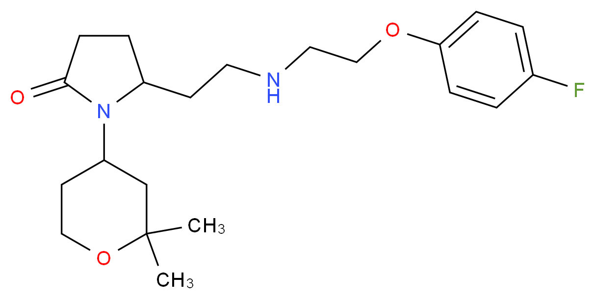 1-(2,2-dimethyltetrahydro-2H-pyran-4-yl)-5-(2-{[2-(4-fluorophenoxy)ethyl]amino}ethyl)-2-pyrrolidinone_分子结构_CAS_)
