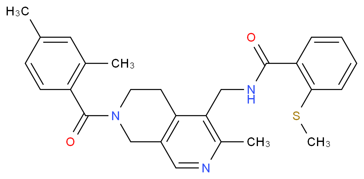 N-{[7-(2,4-dimethylbenzoyl)-3-methyl-5,6,7,8-tetrahydro-2,7-naphthyridin-4-yl]methyl}-2-(methylthio)benzamide_分子结构_CAS_)
