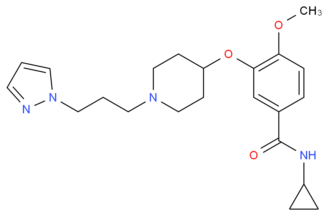 N-cyclopropyl-4-methoxy-3-({1-[3-(1H-pyrazol-1-yl)propyl]-4-piperidinyl}oxy)benzamide_分子结构_CAS_)