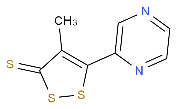 4-methyl-5-(pyrazin-2-yl)-3H-1,2-dithiole-3-thione_分子结构_CAS_64224-21-1