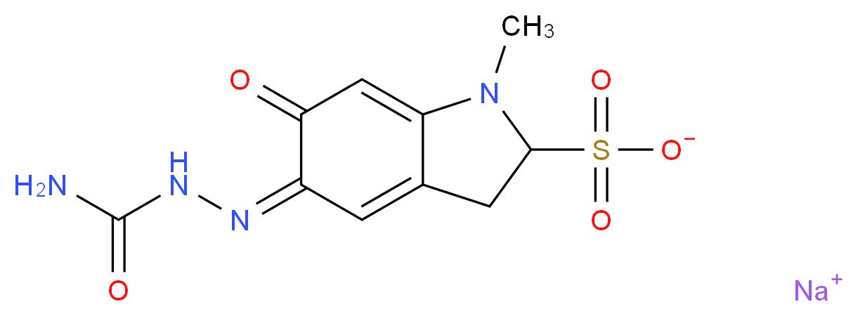 sodium (5Z)-5-[(carbamoylamino)imino]-1-methyl-6-oxo-2,3,5,6-tetrahydro-1H-indole-2-sulfonate_分子结构_CAS_51460-26-5