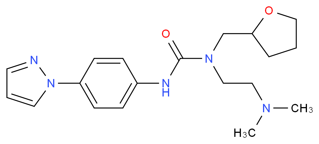 N-[2-(dimethylamino)ethyl]-N'-[4-(1H-pyrazol-1-yl)phenyl]-N-(tetrahydrofuran-2-ylmethyl)urea_分子结构_CAS_)