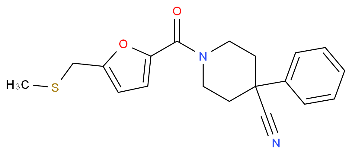 1-{5-[(methylthio)methyl]-2-furoyl}-4-phenylpiperidine-4-carbonitrile_分子结构_CAS_)