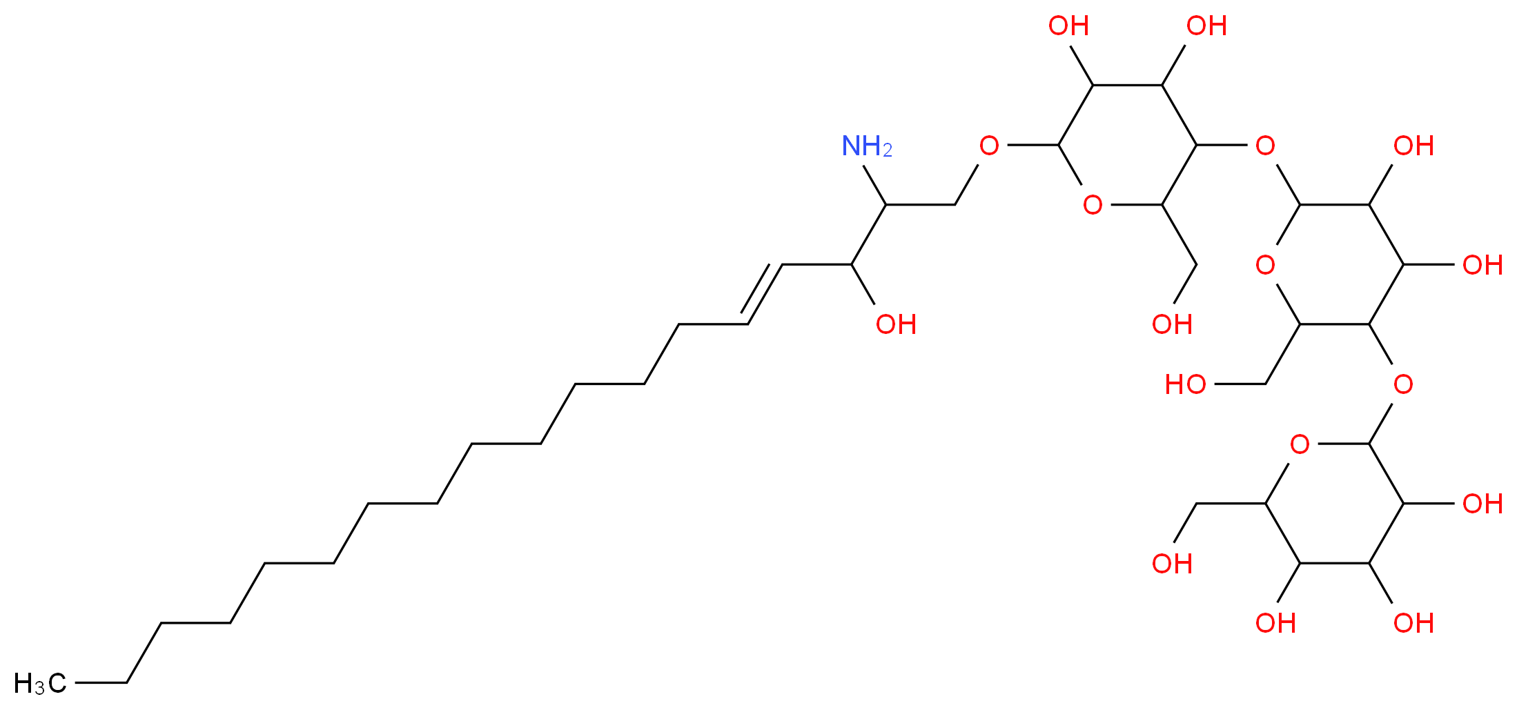 2-({6-[(6-{[(4E)-2-amino-3-hydroxyoctadec-4-en-1-yl]oxy}-4,5-dihydroxy-2-(hydroxymethyl)oxan-3-yl)oxy]-4,5-dihydroxy-2-(hydroxymethyl)oxan-3-yl}oxy)-6-(hydroxymethyl)oxane-3,4,5-triol_分子结构_CAS_126550-86-5