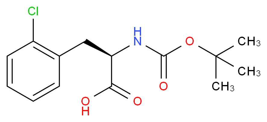 (2R)-2-{[(tert-butoxy)carbonyl]amino}-3-(2-chlorophenyl)propanoic acid_分子结构_CAS_80102-23-4