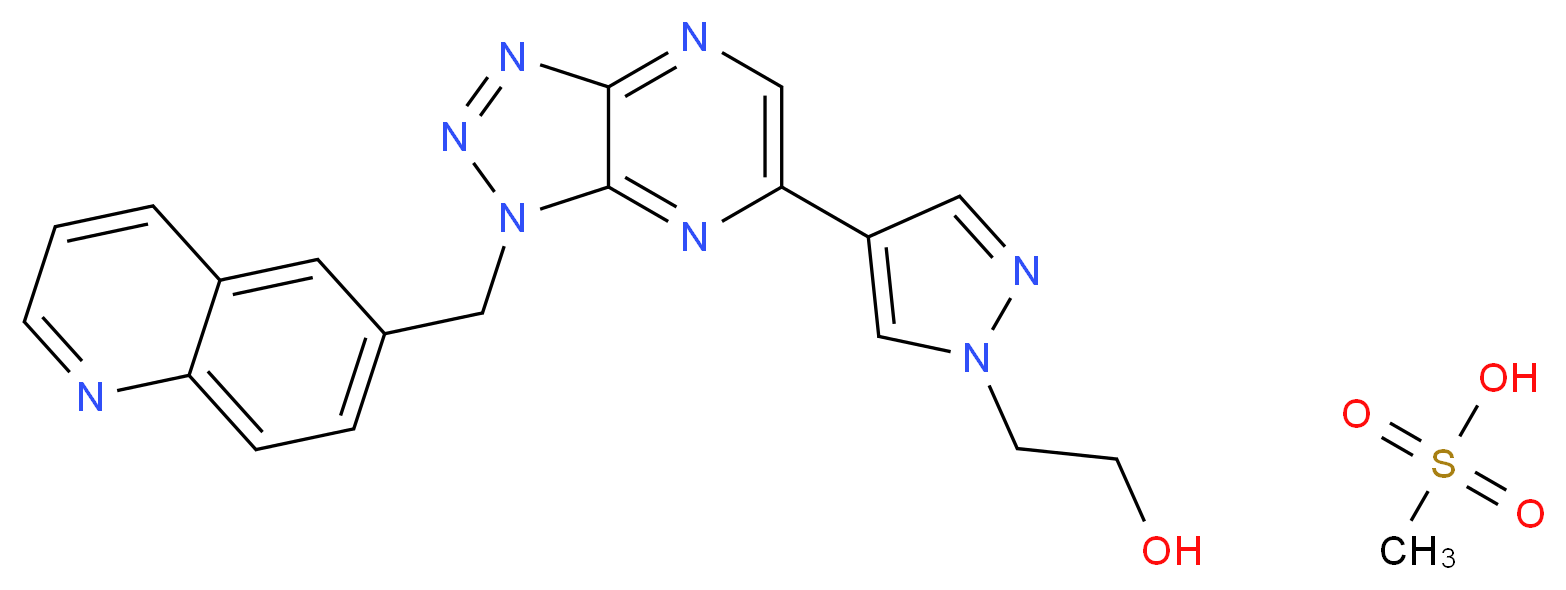 2-{4-[1-(quinolin-6-ylmethyl)-1H-[1,2,3]triazolo[4,5-b]pyrazin-6-yl]-1H-pyrazol-1-yl}ethan-1-ol; methanesulfonic acid_分子结构_CAS_956906-93-7