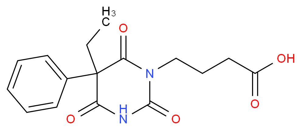 4-(5-ethyl-2,4,6-trioxo-5-phenyl-1,3-diazinan-1-yl)butanoic acid_分子结构_CAS_73211-20-8