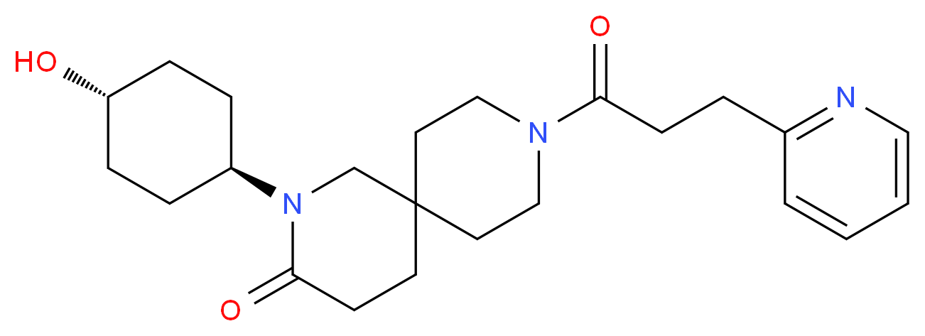2-(trans-4-hydroxycyclohexyl)-9-(3-pyridin-2-ylpropanoyl)-2,9-diazaspiro[5.5]undecan-3-one_分子结构_CAS_)