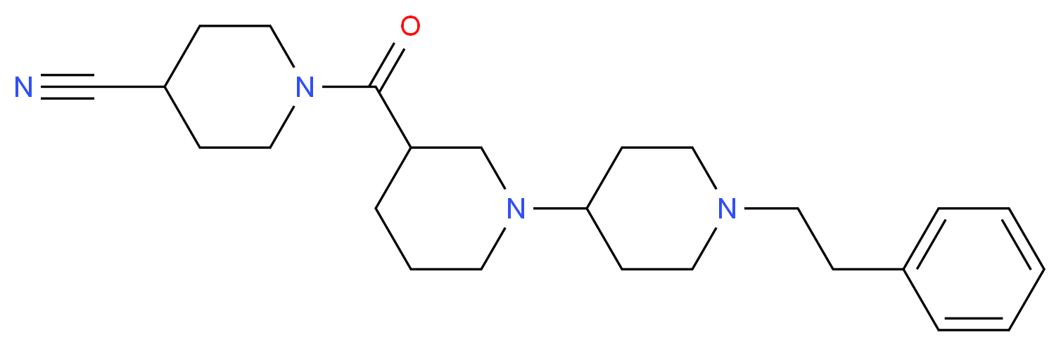 1-{[1'-(2-phenylethyl)-1,4'-bipiperidin-3-yl]carbonyl}piperidine-4-carbonitrile_分子结构_CAS_)