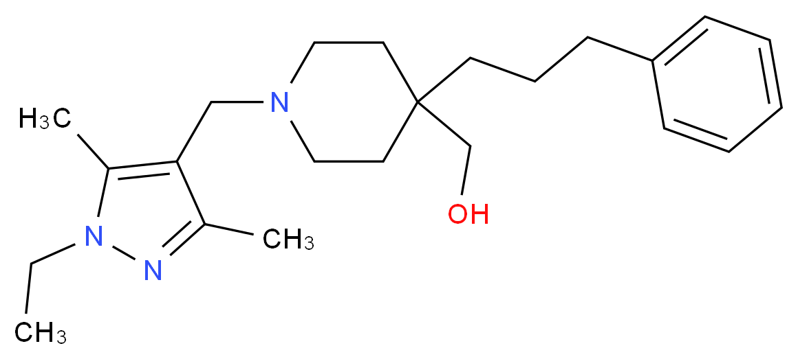 [1-[(1-ethyl-3,5-dimethyl-1H-pyrazol-4-yl)methyl]-4-(3-phenylpropyl)-4-piperidinyl]methanol_分子结构_CAS_)