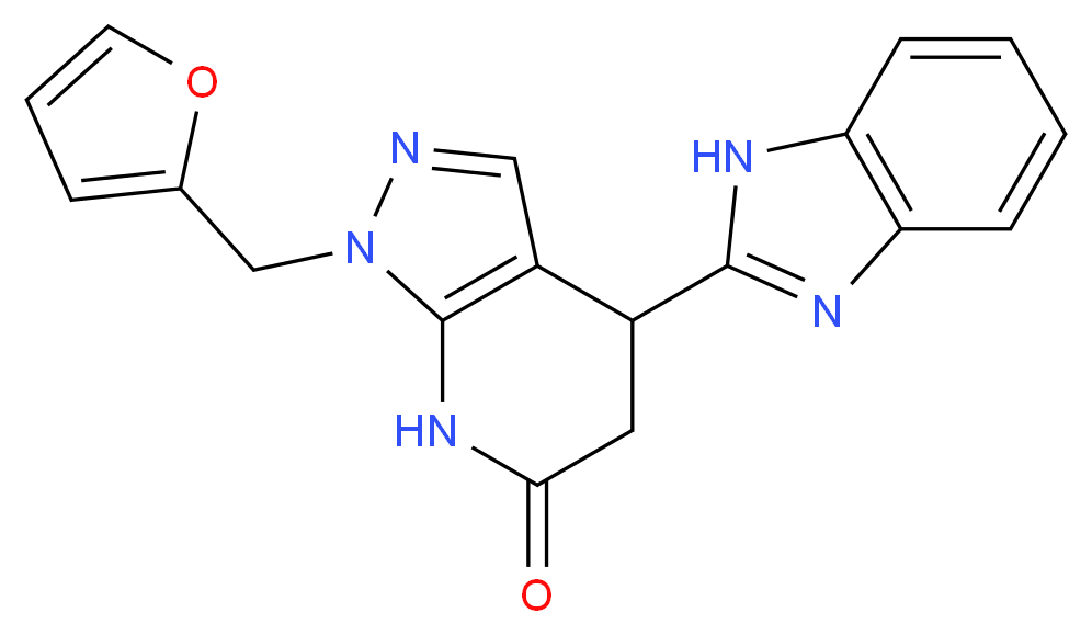 4-(1H-benzimidazol-2-yl)-1-(2-furylmethyl)-1,4,5,7-tetrahydro-6H-pyrazolo[3,4-b]pyridin-6-one_分子结构_CAS_)