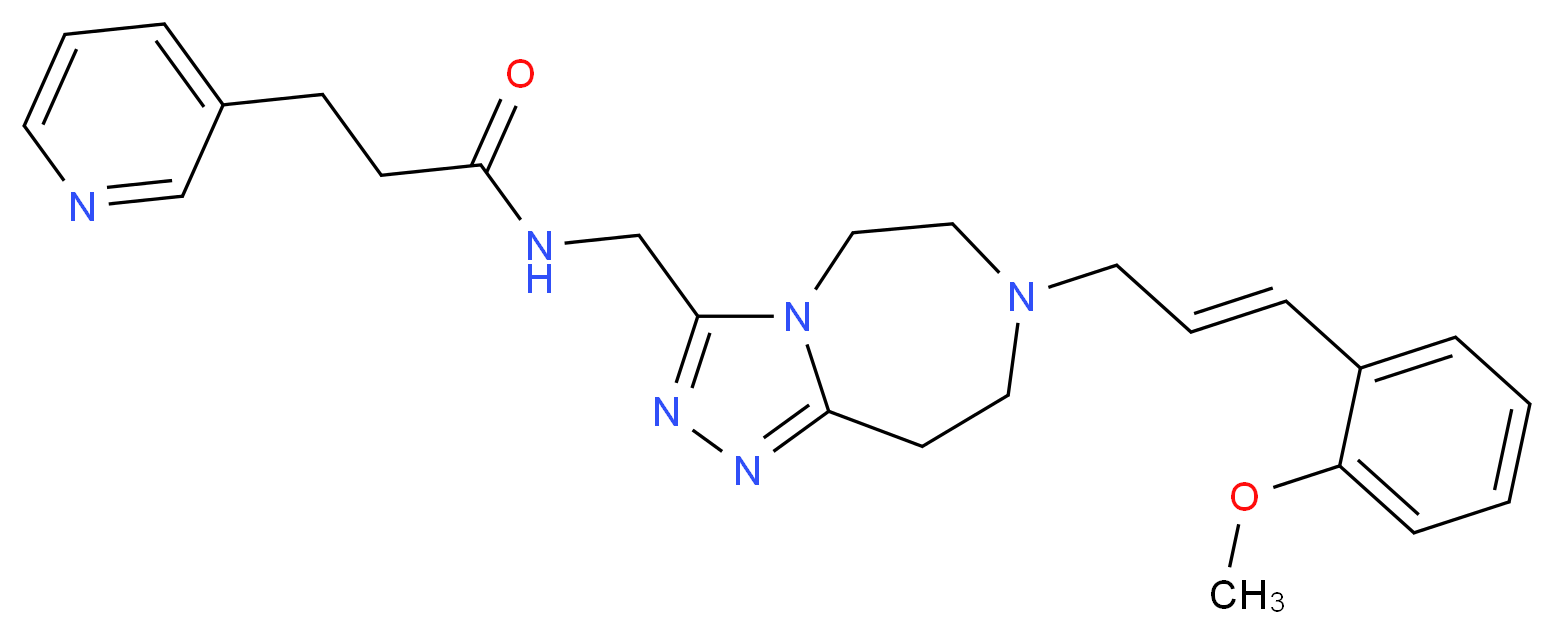 N-({7-[(2E)-3-(2-methoxyphenyl)-2-propen-1-yl]-6,7,8,9-tetrahydro-5H-[1,2,4]triazolo[4,3-d][1,4]diazepin-3-yl}methyl)-3-(3-pyridinyl)propanamide_分子结构_CAS_)