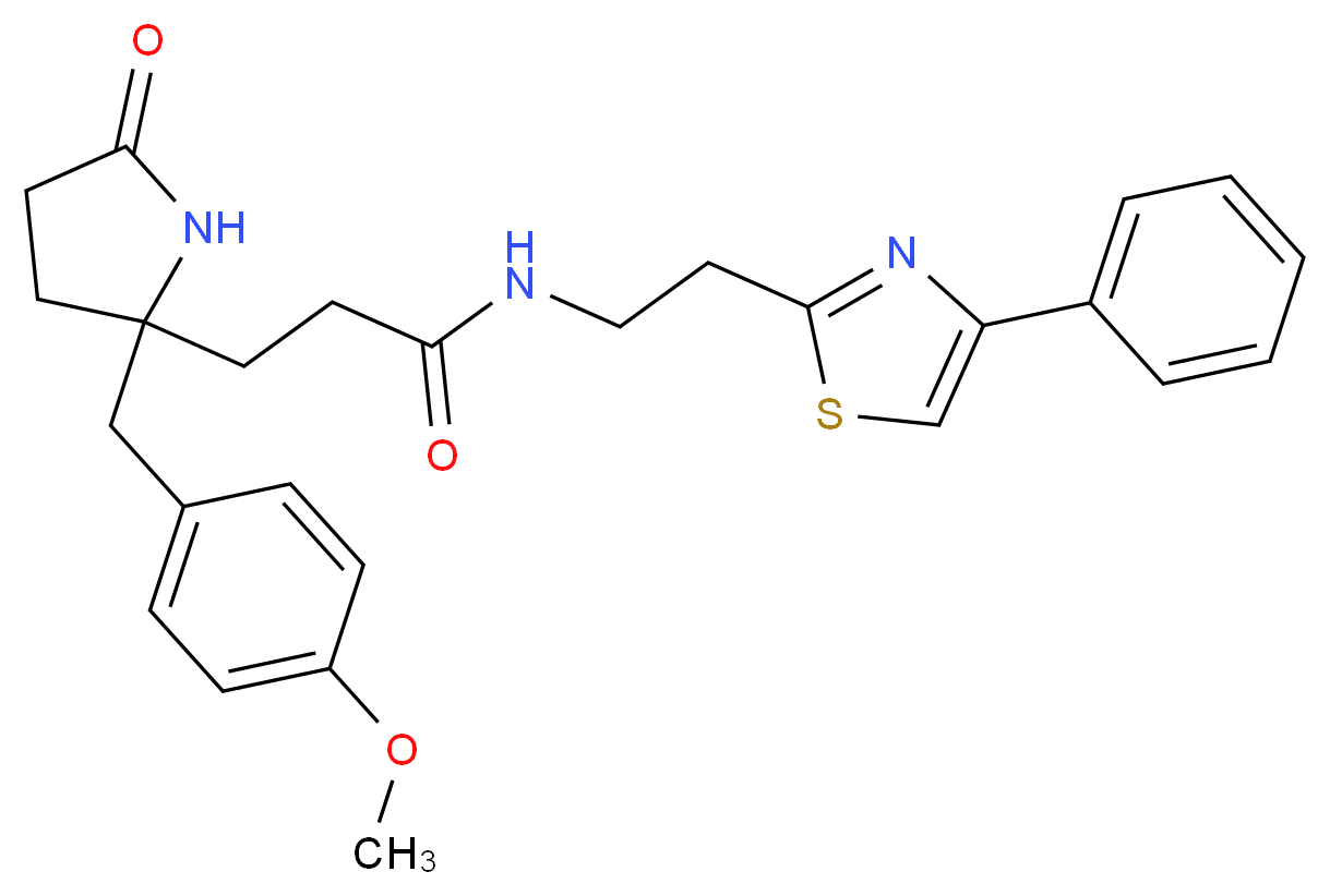 3-[2-(4-methoxybenzyl)-5-oxo-2-pyrrolidinyl]-N-[2-(4-phenyl-1,3-thiazol-2-yl)ethyl]propanamide_分子结构_CAS_)