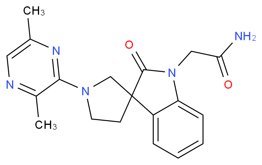 2-[1'-(3,6-dimethyl-2-pyrazinyl)-2-oxospiro[indole-3,3'-pyrrolidin]-1(2H)-yl]acetamide_分子结构_CAS_)